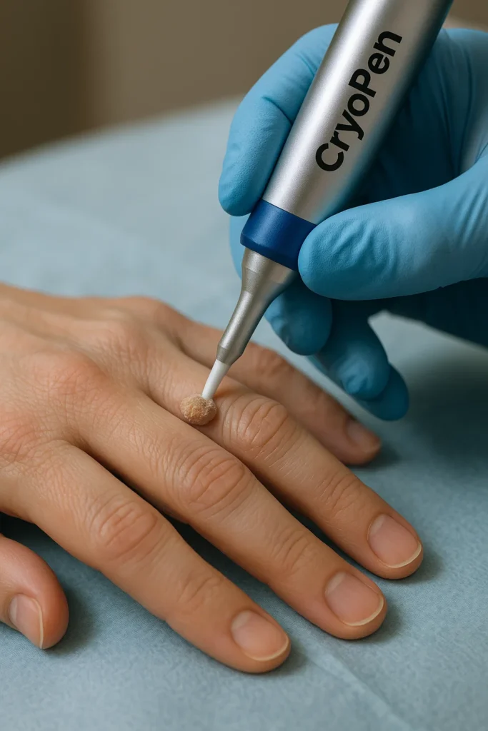 example of cryopen wart removal Maidenhead treatment on a persons finger