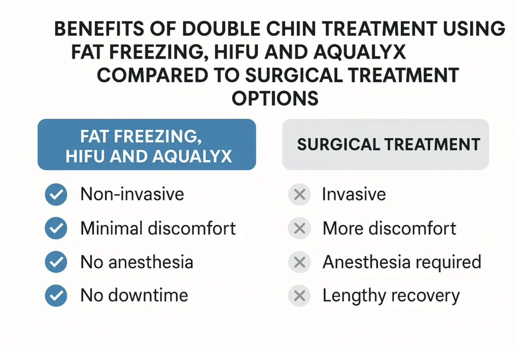 Graphic about the benefits of double chin treatment Maidenhead - from LA LIPO