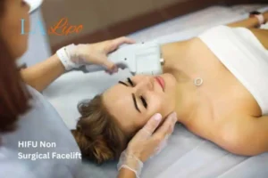 Woman having Hi-Fu to reduce wrinkles Maidenhead.