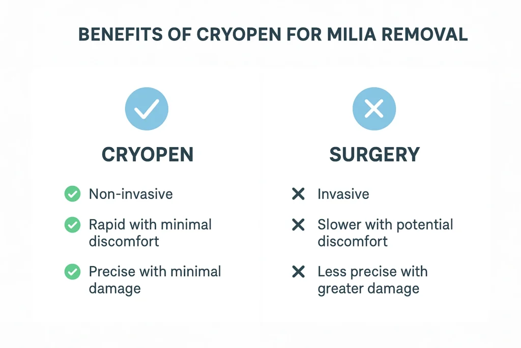 Benefits of cryopen for milia removal Maidenhead compared to surgical treatments.
