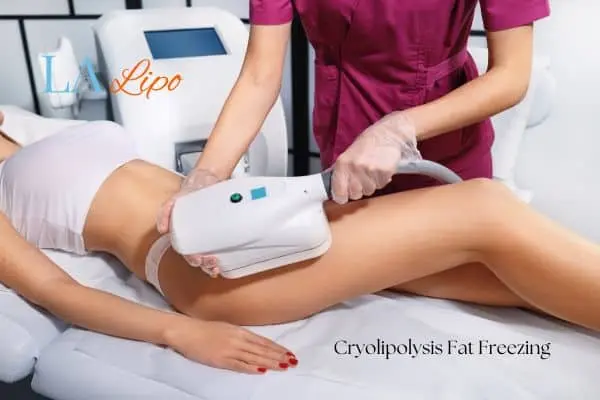 Woman receiving coolsculpting Maidenhead treatment on her thighs