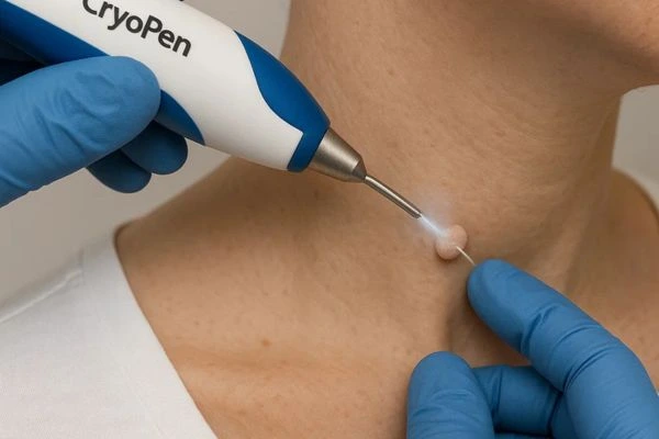 Person receiving Cryotherapy skin tag removal Maidenhead