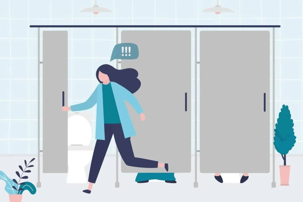 graphic of Urine incontinence Maidenhead woman running to the toilet.